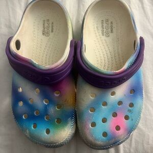 CROCS Blue and Purple Slippers with Perforated Design